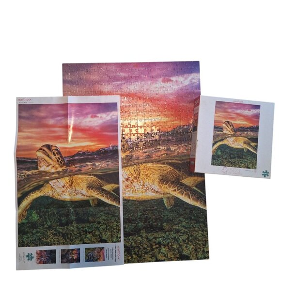 500 Piece Sea‎ Turtle Sunset Under Water Locking Pink Sky Reef Swim - Picture 7 of 7